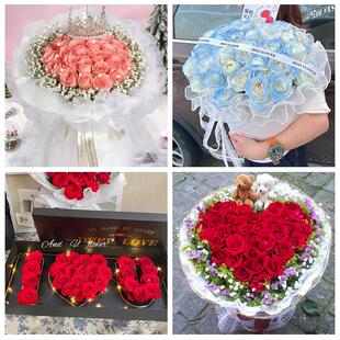 河南南阳市方城西峡镇平内乡县同城鲜花店订33朵玫瑰送情人女朋友