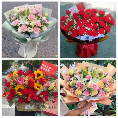 潍坊市临朐昌乐县青州诸城市鲜花店订康乃馨百合花束同城配送长辈