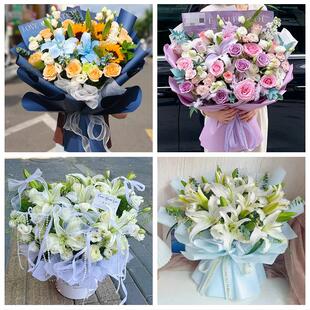 济宁市金乡嘉祥县汶上泗水县鲜花店同城配送朋友生日玫瑰百合花束