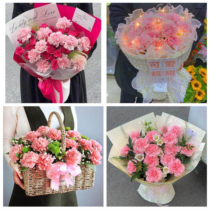 天津市东丽区金钟军粮城金桥鲜花店同城送婆婆岳母亲节康乃馨花束