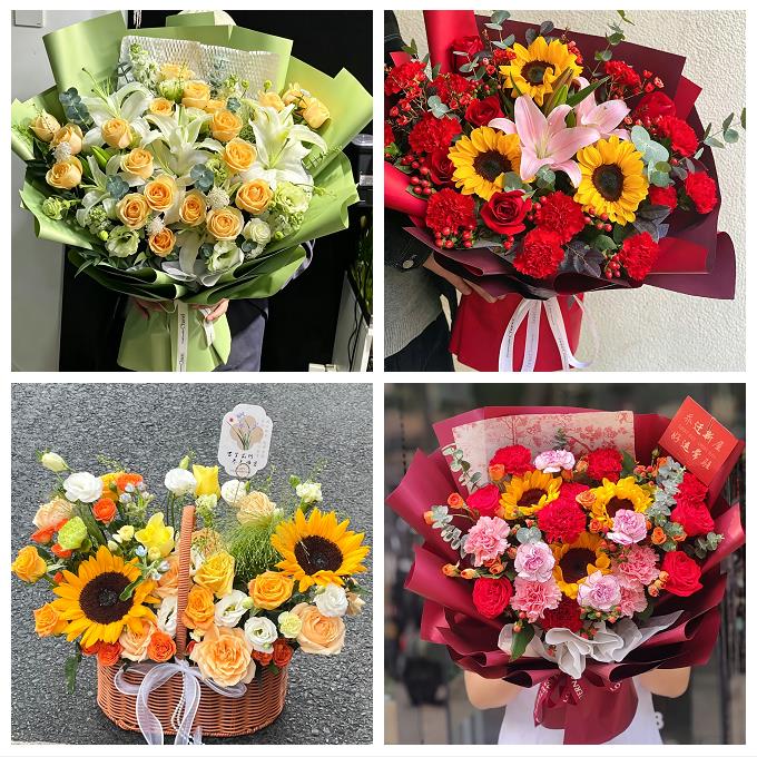 送常州市武进区溧阳市金坛区同城鲜花店父亲节向日葵花束男士生日