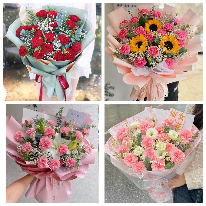 四川遂宁市射洪县大英县附近同城鲜花店订38妇女节康乃馨百合花束