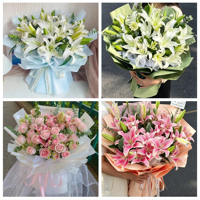 锦州市黑山县义县凌海北镇市鲜花店同城配送朋友生日玫瑰百合花束