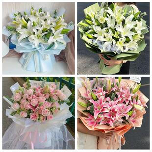 锦州市黑山县义县凌海北镇市鲜花店同城配送朋友生日玫瑰百合花束