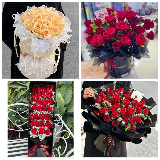 宁夏中卫市沙坡头区中宁海原县鲜花店同城配送女神节玫瑰花束礼盒