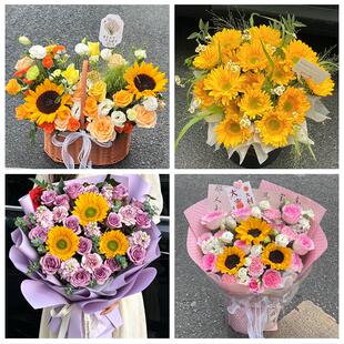 重庆江北区华新江北城石马河同城鲜花店父亲节向日葵花束男士生日
