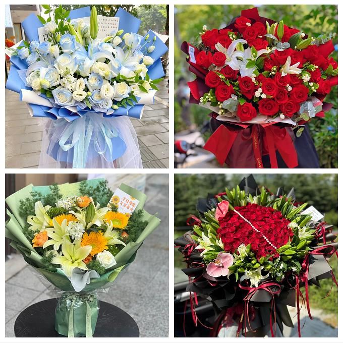 四川遂宁市射洪县大英县附近鲜花店同城配送朋友生日玫瑰百合花束