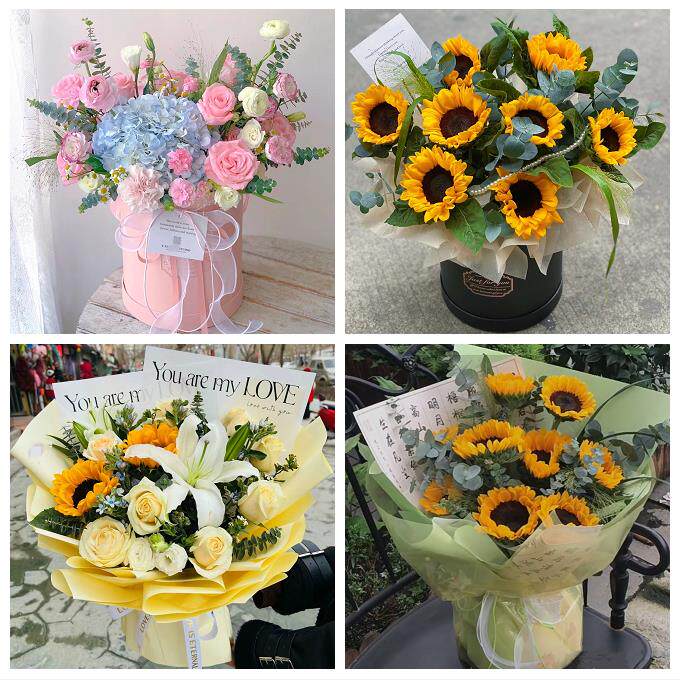 江西抚州市黎川南丰崇仁乐安县同城鲜花店向日葵玫瑰混搭生日花束