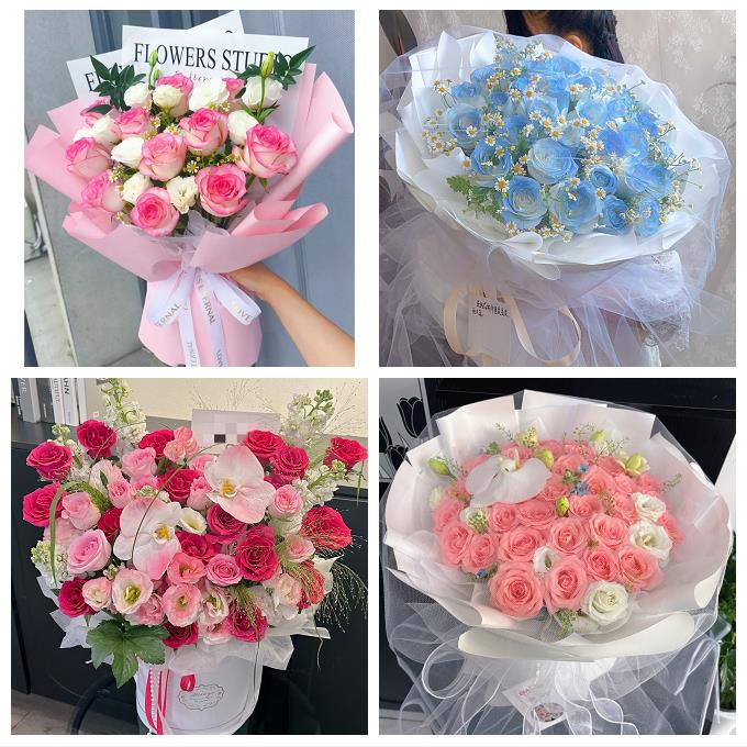 秦皇岛青龙昌黎抚宁区卢龙县鲜花店卡布碎冰蓝紫玫瑰花束同城配送