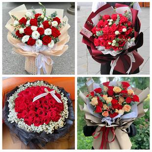 天津市河西区友谊路天塔尖山街同城鲜花店订33朵玫瑰送情人女朋友
