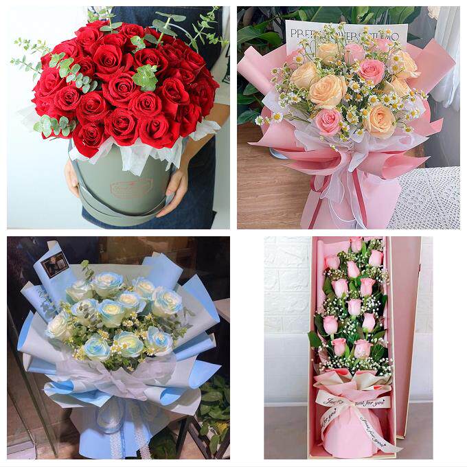 送咸阳市淳化县武功县兴平市同城鲜花店情人节表白送玫瑰花束礼盒