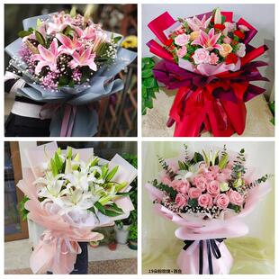 河池市金城江区南丹县天蛾县鲜花店同城配送老婆香水百合玫瑰花束