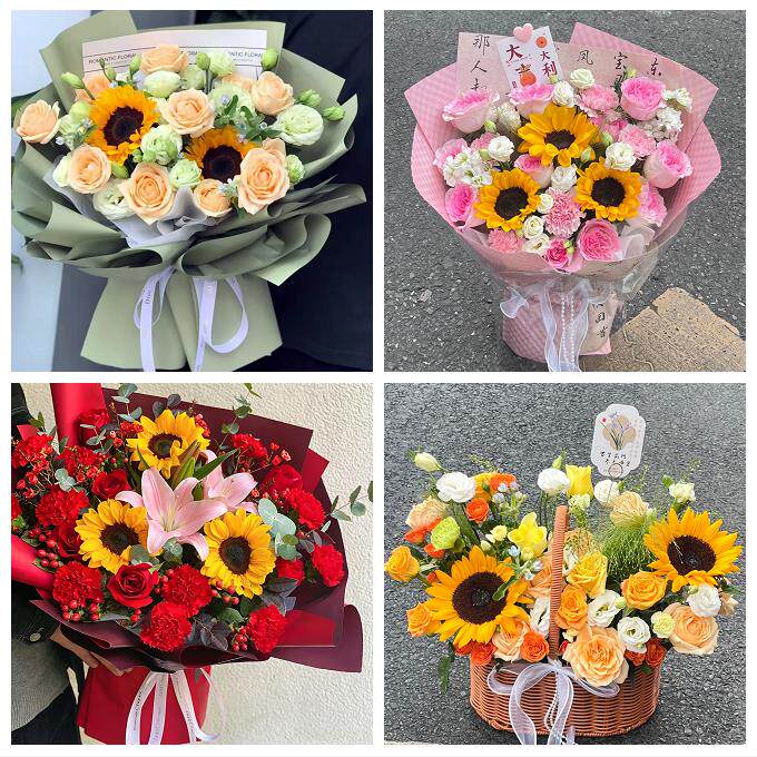 宁夏省吴忠市同心县青铜峡市同城鲜花店父亲节向日葵花束男士生日
