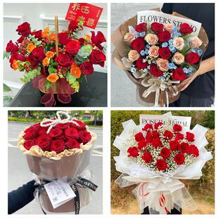 天津河西区挂甲寺马场越秀路同城鲜花店七夕表白订红玫瑰花束礼盒