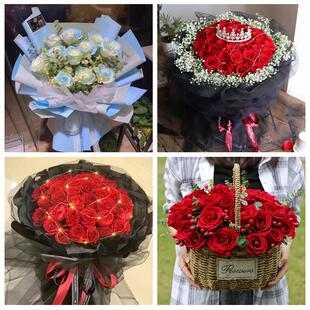 宜春靖安铜鼓丰城樟树高安市同城鲜花店情人节表白送玫瑰花束礼盒