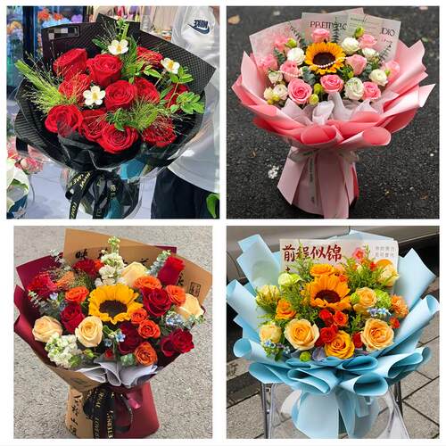 北京顺义区牛栏山南法信马坡同城鲜花店订玫瑰向日葵混搭生日花束