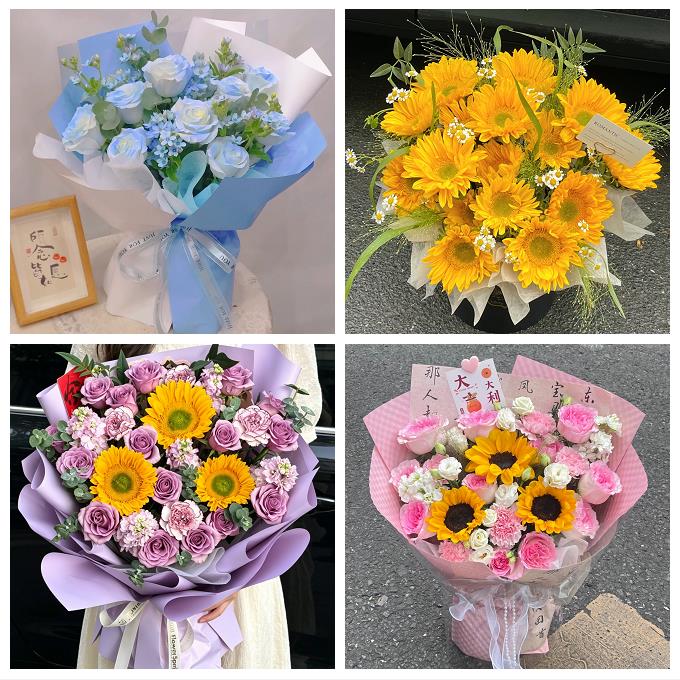 送咸阳市淳化县武功县兴平市同城鲜花店父亲节向日葵花束男士生日