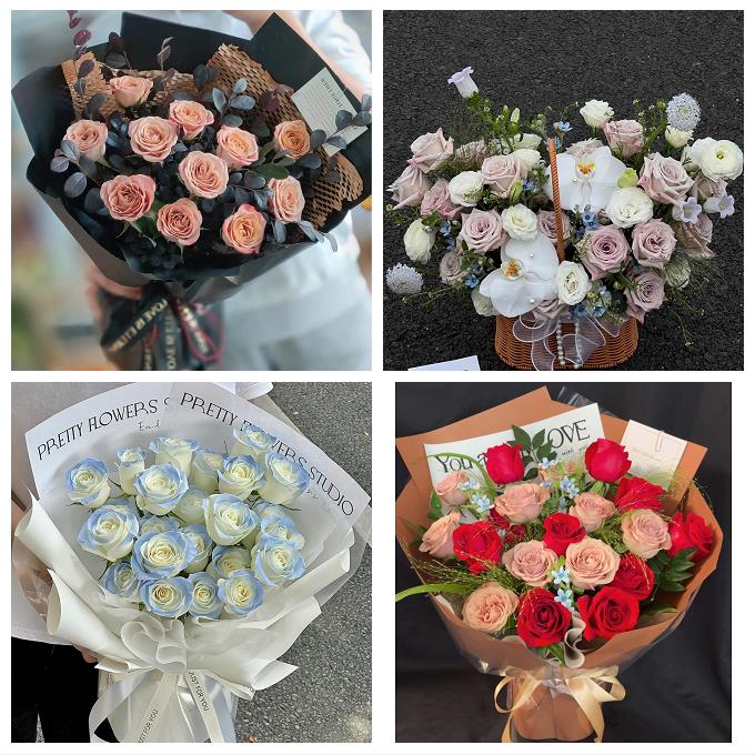 石家庄市井陉正定行唐灵寿县鲜花店卡布碎冰蓝紫玫瑰花束同城配送