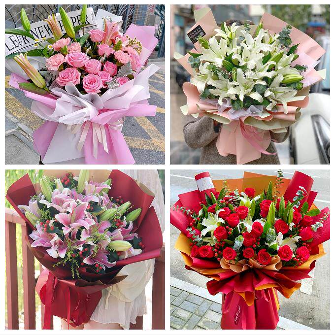 上海市奉贤区南桥奉城庄行镇鲜花店同城配送老婆香水百合玫瑰花束