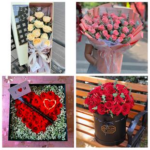 黑龙江牡丹江市东安阳明爱民区同城鲜花店情人节玫瑰表白女友老婆