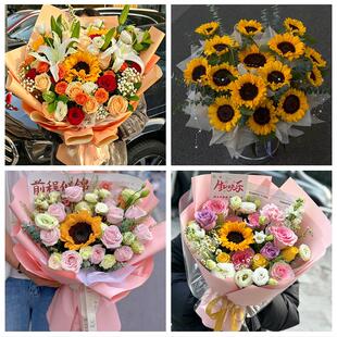 送上海市长宁区华阳路江苏路同城鲜花店成人礼高考向日葵玫瑰花束