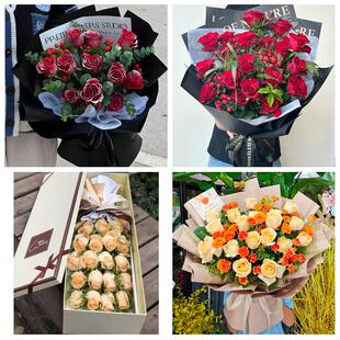 河南信阳光山县新县息县商城县同城鲜花店送女友生日圣诞玫瑰花束