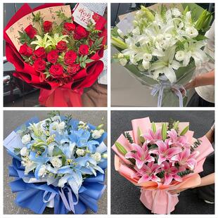 焦作市解放中站区马村山阳区鲜花店同城配送朋友生日玫瑰百合花束
