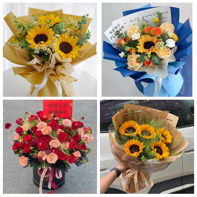 河南郑州市金水区上街区惠济区同城鲜花店向日葵玫瑰混搭生日花束