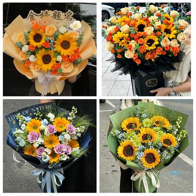 宜昌市五峰县宜都当阳枝江市同城鲜花店成人礼高考向日葵玫瑰花束