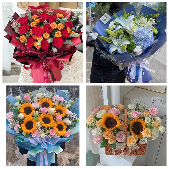 天津南开向阳路嘉陵道王顶堤花店同城送男女友领导玫瑰混搭鲜花束