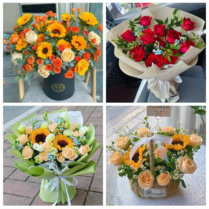 中山市三角横栏镇南头阜沙镇鲜花店同城送女朋友玫瑰混搭生日花束