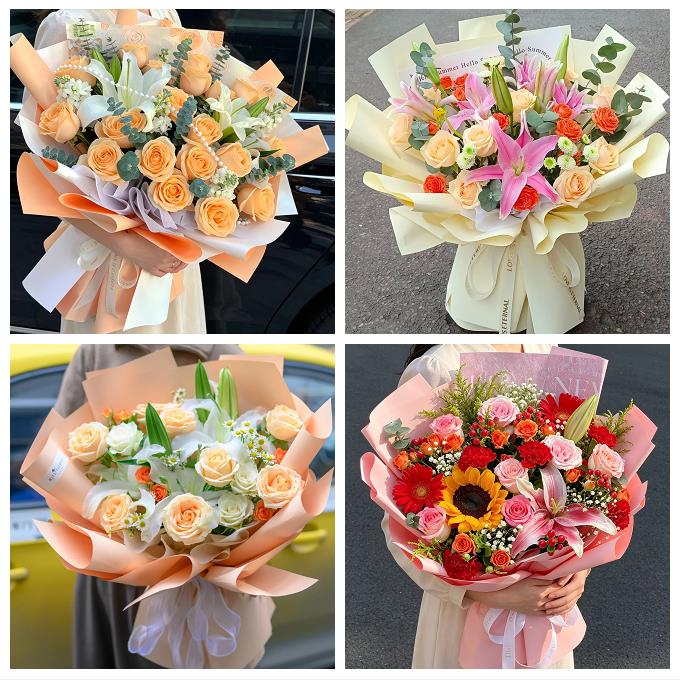 烟台市长岛县龙口莱阳莱州市鲜花店同城配送朋友生日玫瑰百合花束