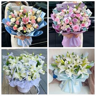 北京丰台右安门太平桥西罗园鲜花店同城配送朋友生日玫瑰百合花束