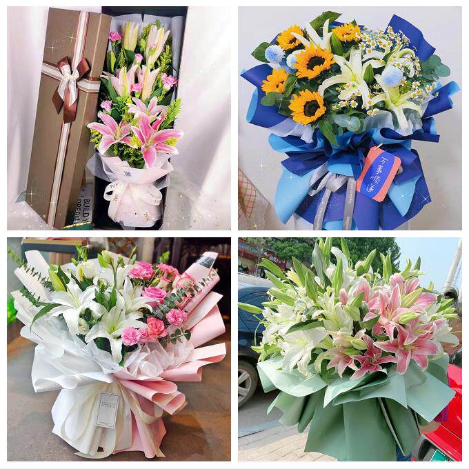 送鹰潭市月湖区余江县贵溪市鲜花店同城配送老婆香水百合玫瑰花束