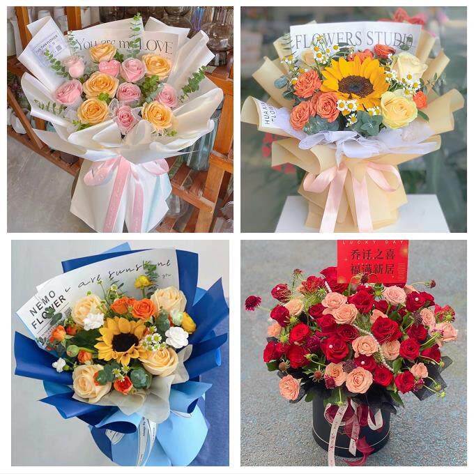 广西桂林市灌阳县龙胜县资源县同城鲜花店向日葵玫瑰混搭生日花束