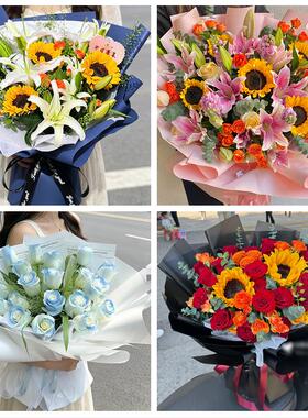 送北京市甘家口八里庄紫竹院同城鲜花店父亲节向日葵花束男士生日