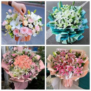 广西南宁市西乡塘区良庆邕宁区鲜花店同城送玫瑰香水百合生日花束