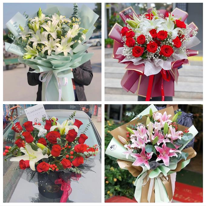 广东湛江市麻章区遂溪县徐闻县同城鲜花店送老婆玫瑰百合生日花束
