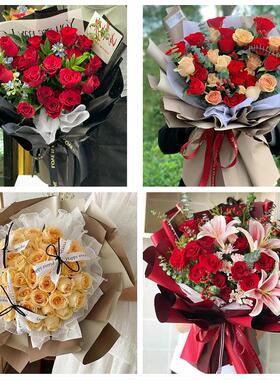 上海宝山区罗泾顾村高境庙行镇同城鲜花店订33朵玫瑰送情人女朋友