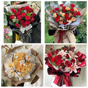 上海宝山区罗泾顾村高境庙行镇同城鲜花店订33朵玫瑰送情人女朋友