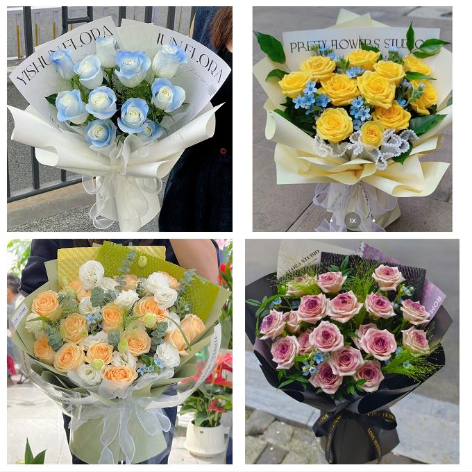 北京海淀万寿路永定路羊坊店鲜花店卡布碎冰蓝紫玫瑰花束同城配送