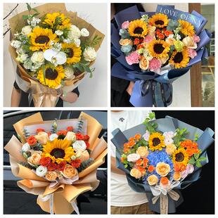 梅州市五华平远蕉岭县兴宁市同城鲜花店父亲节向日葵花束男士生日