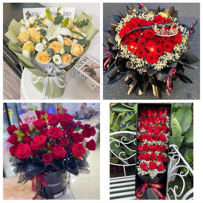 山东潍坊市潍城寒亭坊子奎文区鲜花店同城配送女神节玫瑰花束礼盒