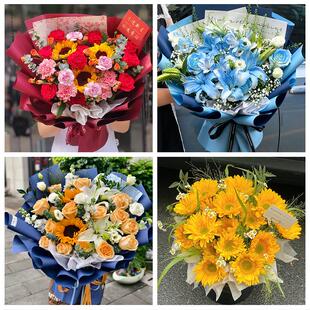 送丽江市古城区玉龙县永胜县同城鲜花店父亲节向日葵花束男士生日