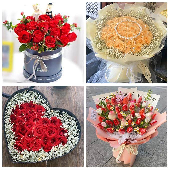 陕西咸阳市秦都区杨陵区渭城区同城鲜花店玫瑰草莓花束送女友闺蜜