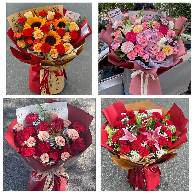 送昭通市彝良县威信县水富县同城鲜花店订38妇女节康乃馨百合花束