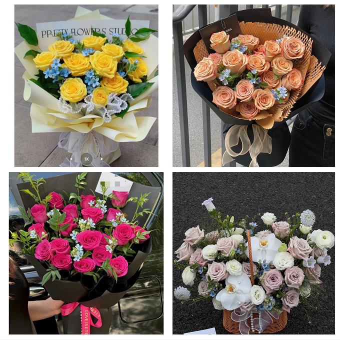 淮南市大通区田家庵谢家集区鲜花店卡布碎冰蓝紫玫瑰花束同城配送