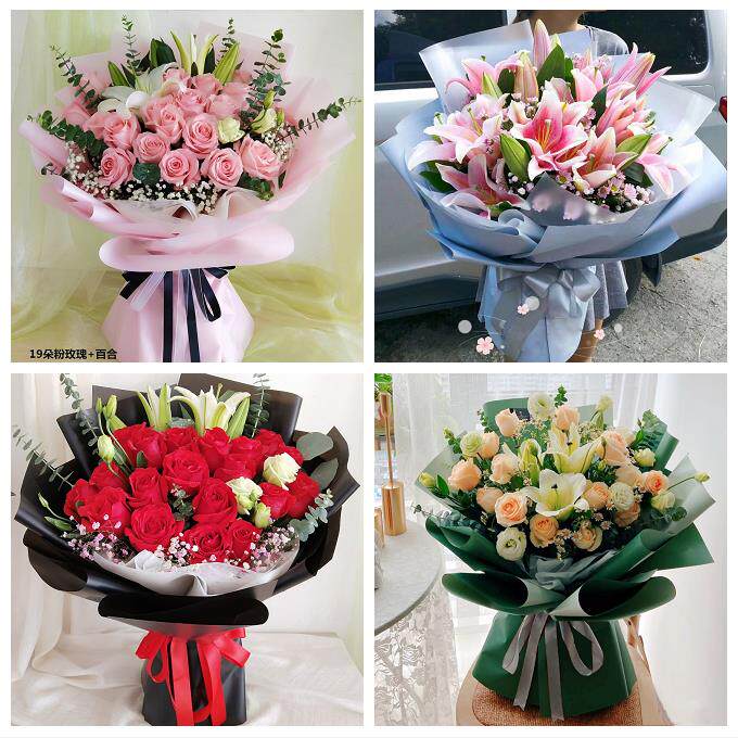 送曲靖市富源县会泽县宣威市鲜花店同城配送老婆香水百合玫瑰花束