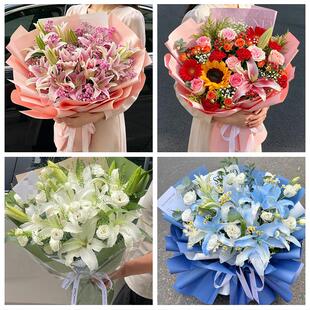 送丽江市古城区玉龙县永胜县鲜花店同城配送朋友生日玫瑰百合花束