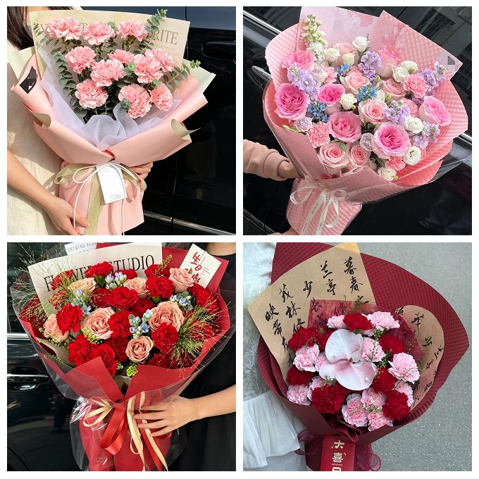 北京石景山区八宝山老山八角同城鲜花店送长辈康乃馨百合生日花束